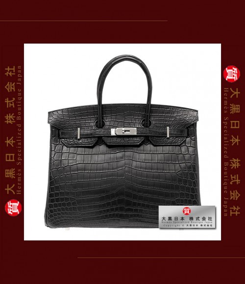 HERMES BIRKIN 35 (Brand-new) - Black, Matt niloticus crocodile skin, Phw