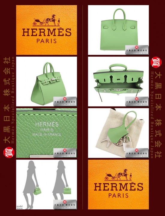 HERMES BIRKIN SELLIER 25 (Pre-owned) - Vert criquet, Epsom leather, Phw