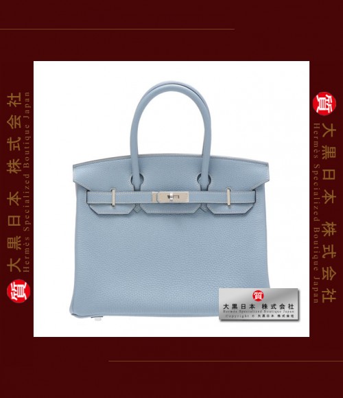 HERMES BIRKIN 30 (Pre-owned) - Bleu lin / Linen blue, Togo leather, Phw