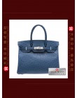 H E R M E S BIRKIN 30 (Pre-owned) Blue de malte / Dark blue, Ostrich leather, Phw