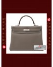 HERMES CANDY KELLY 35 (Pre-owned) retourne, Etain/Etain grey, Epsom leather, Phw